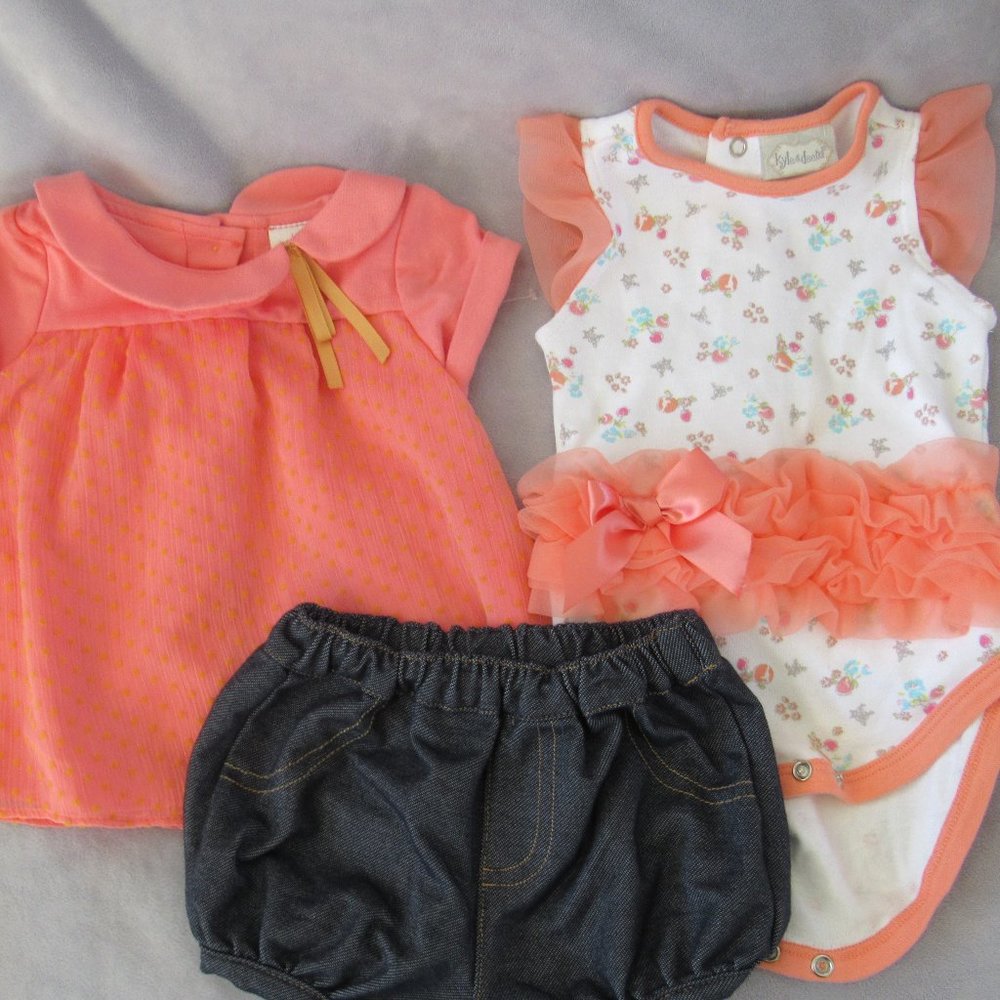 New 0-3/ 3-6 months girls 3 piece summer set